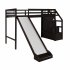  US Direct  Twin Size Loft Bed With Storage And Slide  White  New 