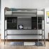  US Direct  Twin Size Loft  Bed With Storage Shelves desk ladder Household Furniture Gray