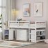  US Direct  Twin Size Loft  Bed With Cabinet detachable Portable Desk Household Furniture White
