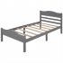  US Direct  Twin  Size  Platform  Bed With Horizontal Strip Hollow Shape With Headboard footboard Gray