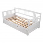 [US Direct] Twin Size Sofa Bed  Wood Daybed With Twin Size Trundle Housuehold Furniture white