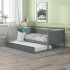  US Direct  Twin Size Sofa  Bed With Trundle Sofa Bed With X shaped Design On Side Panels gray