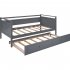  US Direct  Twin Size Sofa  Bed With Trundle Sofa Bed With X shaped Design On Side Panels gray
