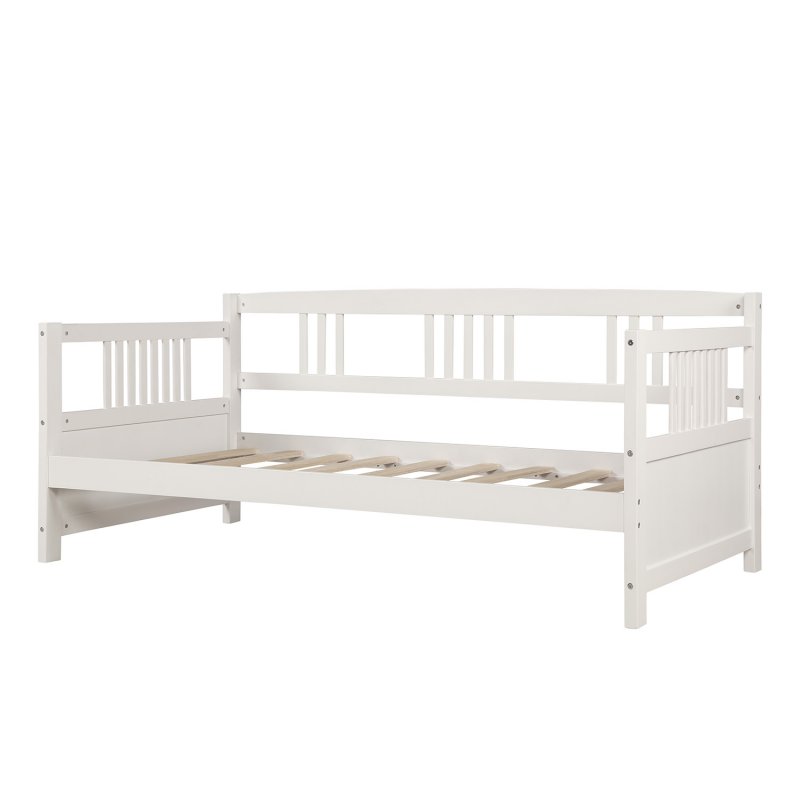 US Twin Size Solid Wood Sofa  Bed Multifunctional Bed For Household Living Room Furniture White