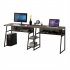  US Direct  Two  Person  Desk With Open Bookshelf   Storage Shelf Home Office Rustic Writing Desk Workstation  Gray brown 