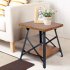  US Direct  U STYLE Industrial End Table with Solid Wood Top  Metal Base
