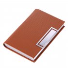 [US Direct] UBaymax Slim Professional Business Card Holder, Stainless Steel and PU Leather Business Card Case (Brown) Brown