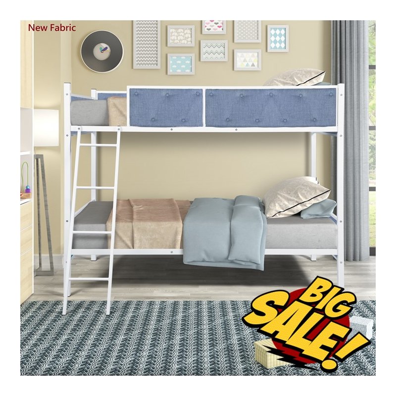 [US Direct] Upholstered Twin over twin bunk bed