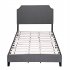  US Direct  Upholstered Platform  Bed Frame With Light Grey Fabric Nailhead Trim Headboard Flywood Slats Dark gray