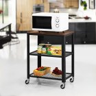 [US Direct] VASAGLE Serving Cart Trolley, Industrial Kitchen Rolling Utility Cart, Heavy Duty Storage Organiser, Rustic Brown LRC78X 78*50*10