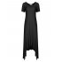  US Direct  VeryAnn Women Casual Short Sleeve Asymmetrical Hem Long Maxi Dress Black S