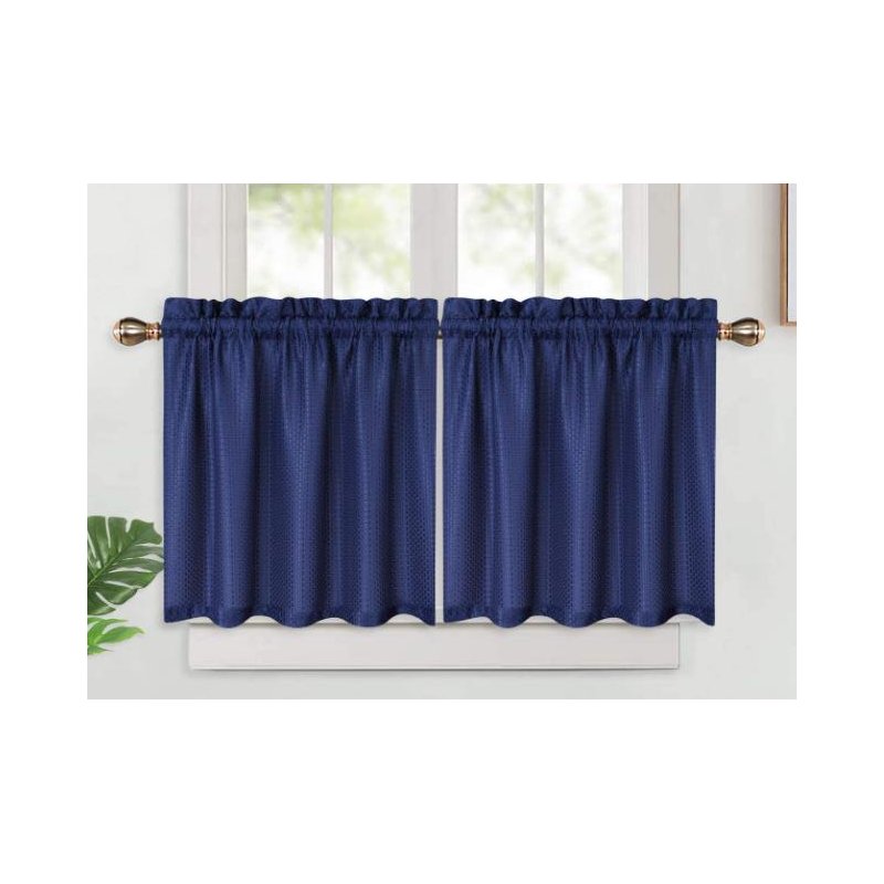 [US Direct] Waffle Weave Textured Short Curtains Kitchen Waterproof Bathroom Half Window Tier Curtains (30