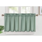 US Waffle Weave Textured Short Curtain Set Waterproof Half Window Tier Curtain