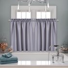  US Direct  Waffle Weave Textured Short Curtains Set Waterproof Half Window Tier Curtains for Kitchen  Bathroom  Living Room  30  36   White Gray  Set of 2 