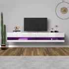  US Direct  Wall mounted Tv Cabinet With 20 Color Leds 2 in 1 Quick installation 180 Wall Mounted Floating 80  Tv Stand White