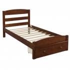 [US Direct] Walnut Platform Double-bed  Frame With Storage Drawers Plank Support With Built Slat Walnut