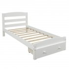 [US Direct] Walnut Platform Double-bed  Frame With Storage Drawers Plank Support With Built Slat white