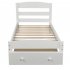  US Direct  Walnut Platform Double bed  Frame With Storage Drawers Plank Support With Built Slat white