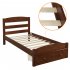 US Direct  Walnut Platform Double bed  Frame With Storage Drawers Plank Support With Built Slat Walnut