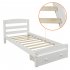  US Direct  Walnut Platform Double bed  Frame With Storage Drawers Plank Support With Built Slat white