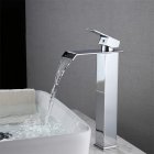 US Waterfall <span style='color:#F7840C'>Faucet</span> With Single Hole Single Handle Hot Cold Single Control Silver