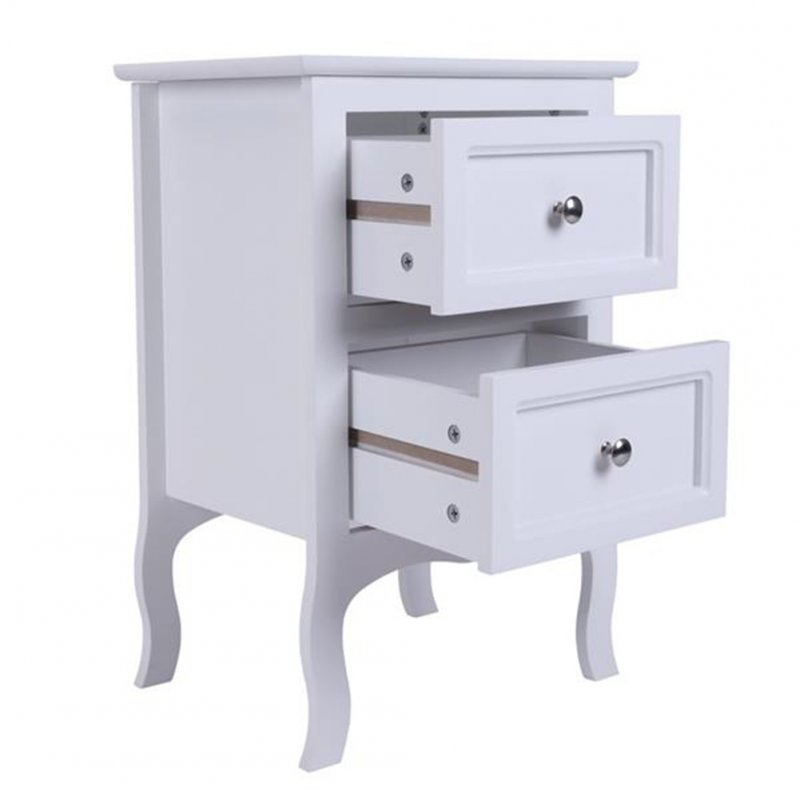 US White Nightstand With 2 Drawer Country Style Side End Wood Bedside Tables With Large Size Storage Drawer white
