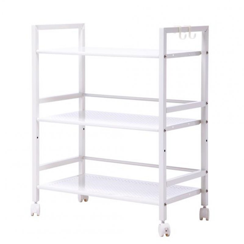 US Widened Cart 3-tier Multi-function Layer Cart-xm_463w Moveable Storage Rack white