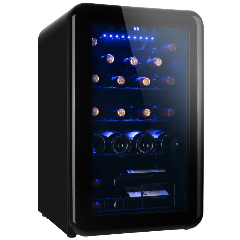[US Direct] Wine Cooler Countertop Freestanding Wine Cellars Compressor System Champagne Chiller Digital Temperature Control Uv-Protective Finish Max Load 24 Standard Bottle