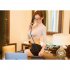  US Direct  Women Secretary Uniform Costumes Role Play Sexy Lingerie Deep V Neck Seductive Sex Suit White top   skirt   T back One size