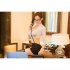  US Direct  Women Secretary Uniform Costumes Role Play Sexy Lingerie Deep V Neck Seductive Sex Suit White top   skirt   T back One size
