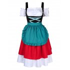 US Women's Retro Color Block Stylish Cold Shoulder Ruched Midi Dress Suit