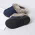  US Direct  Women s Soft Yarn Cable Knitted Slippers Memory Foam Anti Skid Sole House Shoes w Faux Fur Collar Black 7 8
