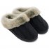  US Direct  Women s Soft Yarn Cable Knitted Slippers Memory Foam Anti Skid Sole House Shoes w Faux Fur Collar Black 7 8