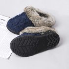  US Direct  Women s Soft Yarn Cable Knitted Slippers Memory Foam Anti Skid Sole House Shoes w Faux Fur Collar Navy Blue 7 8