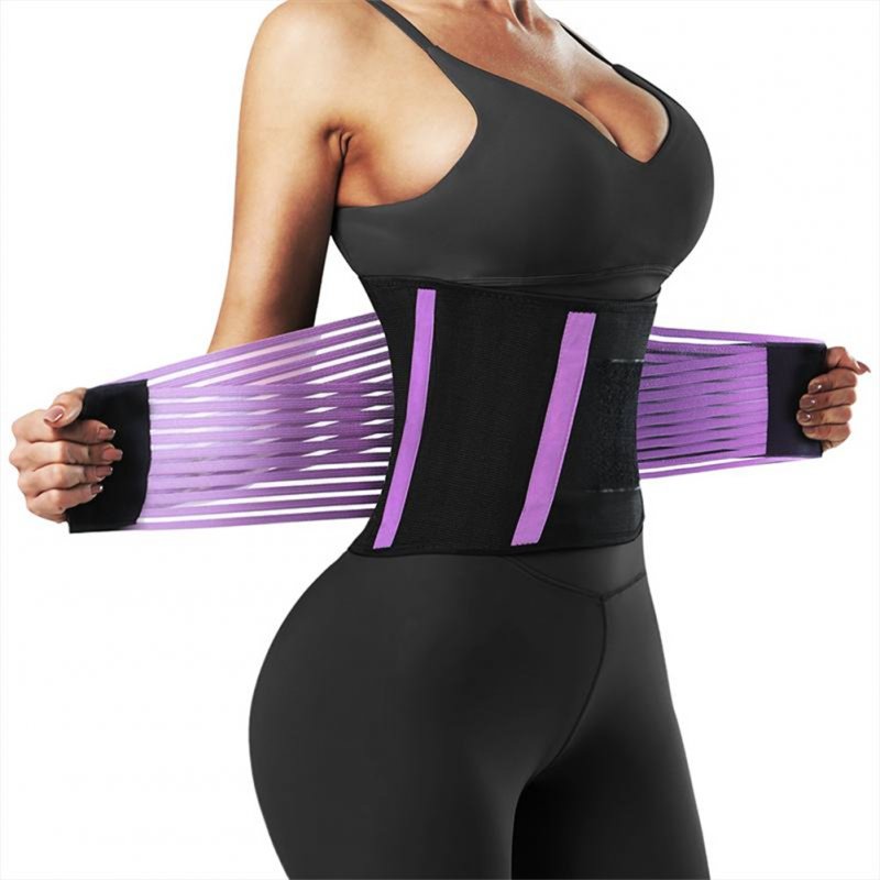 US Womens Abdomen Belt Waist Protective Belt Slimming Belly Band Waist Trainer For Pain Relief Purple_size M