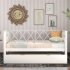  US Direct  Wood  Sofa Bed With Trundle X Shape Backrest Twin Size Daybed Household Furniture white