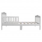 [US Direct] Wooden Baby Toddler Bed Pine Children Bedroom Furniture With Safety Guardrail For Boys Girls 135 x 75 x 62.5cm White
