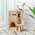  US Direct  Wooden Cat Tree Multi level Cat Climbing Tower Luxurious Perch With 2 Cozy Condos For Indoor Cats beige