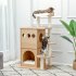  US Direct  Wooden Cat Tree Multi level Cat Climbing Tower Luxurious Perch With 2 Cozy Condos For Indoor Cats beige