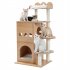  US Direct  Wooden Cat Tree Multi level Cat Climbing Tower Luxurious Perch With 2 Cozy Condos For Indoor Cats beige