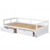  US Direct  Wooden Daybed with Trundle Bed and Two Storage Drawers    Extendable Bed Daybed Sofa Bed for Bedroom Living Room  Gray