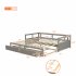 US Direct  Wooden Daybed with Trundle Bed and Two Storage Drawers    Extendable Bed Daybed Sofa Bed for Bedroom Living Room  Gray