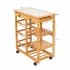  US Direct  Wooden Dining Cart With 2 drawer Removable Storage Rack Shelf With 360 Degree Rotating Wheels Wooden color
