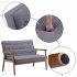  US Direct  Wooden Leisure Chair Retro Modern Comfortable Easy Assembly Double Sofa Chair 126 X 75 X 83 5cm light Grey