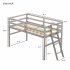  US Direct  Wooden Twin Size Low Loft Bed With Ladder  White New 