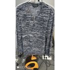 US Yong <span style='color:#F7840C'>Horse</span> Men's Textured Slim Fit Long Sleeve V Neck Casual Henley Shirt with 4-Button Decor Blue-white_S