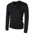  US Direct  Yong Horse Men s Textured Slim Fit Long Sleeve V Neck Casual Henley Shirt with 4 Button Decor Black 2XL