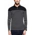  US Direct  Yong Horse Men s Casual Long Sleeve Striped Slim Fit Polo T Shirts Black Black