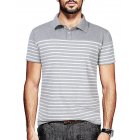 [US Direct] Yong Horse Men's Short Sleeve Contrast Color Stripe Slim Fit Polo Shirts Grey_S