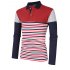  US Direct  Yong Horse Men s Striped Color Block Slim Fit Long Sleeve Polo Shirt Red 2XL